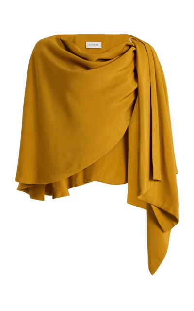 House Of Dagmar Cape Draped Top In Yellow