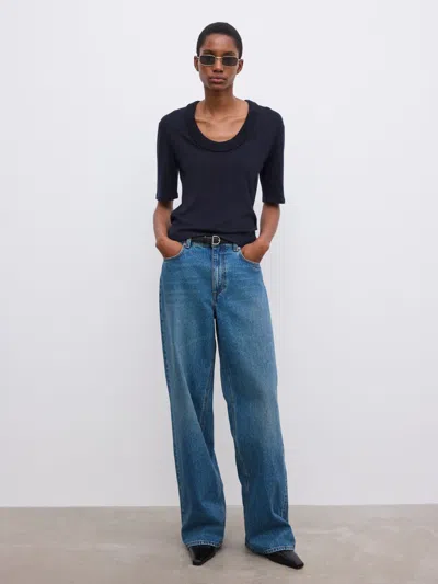 House Of Dagmar Cashmere Knit Top |  | Navy Blue | Size Xl | 100% Cashmere