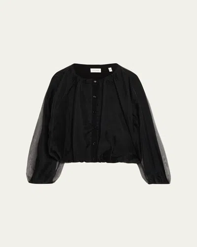 House Of Dagmar Chiffon Bomber Jacket In Black