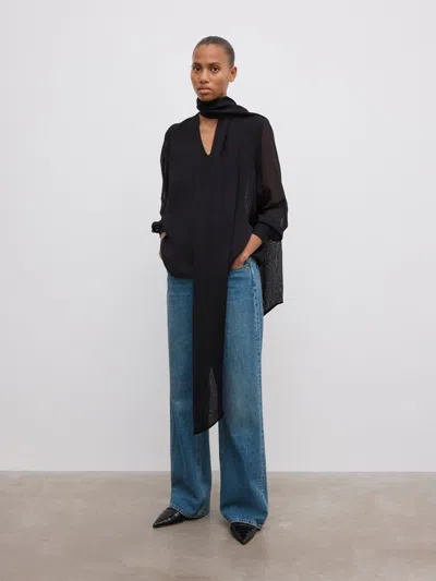 House Of Dagmar Chiffon Scarf Blouse |  | Black | Size 32 | 100% Eco-friendly Viscose