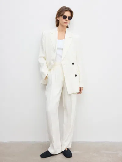 House Of Dagmar Classic Linen Blazer In White