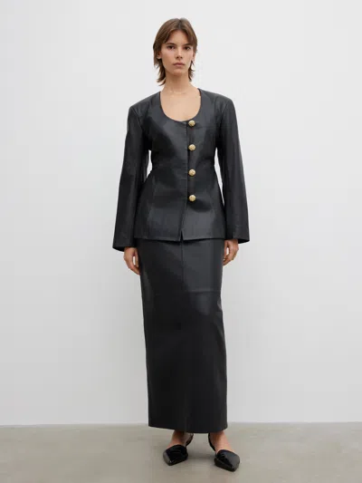House Of Dagmar Collarless Blazer In Black