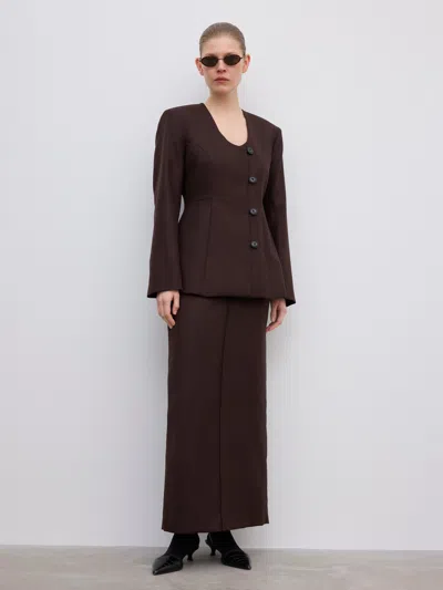 House Of Dagmar Collarless Blazer In Brown