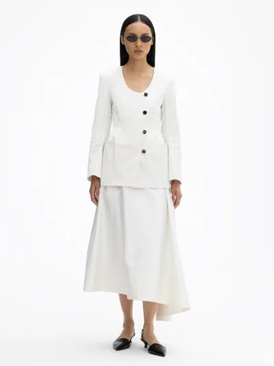 House Of Dagmar Collarless Blazer In Ivory White