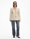 House Of Dagmar Collarless Blazer In Sand Beige