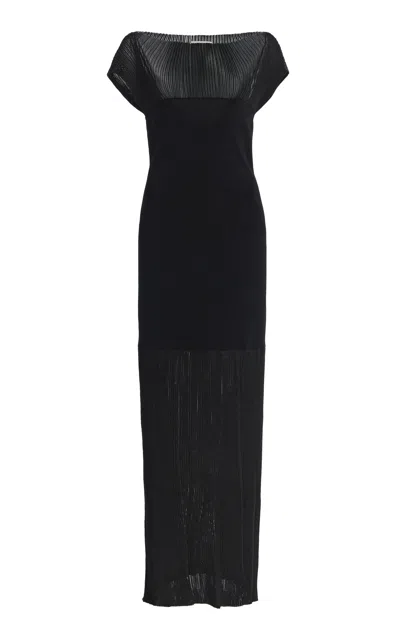 House Of Dagmar Contrast Knit Dress In Black