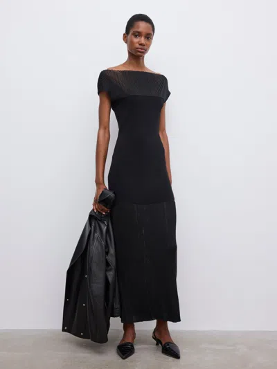 House Of Dagmar Contrast Knit Dress In Black