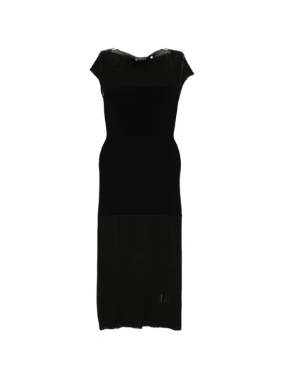 House Of Dagmar Contrast Knitted Maxi Dress In Black