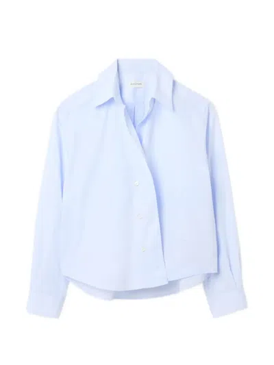 House Of Dagmar Cropped Long-sleeve Shirt In Blue