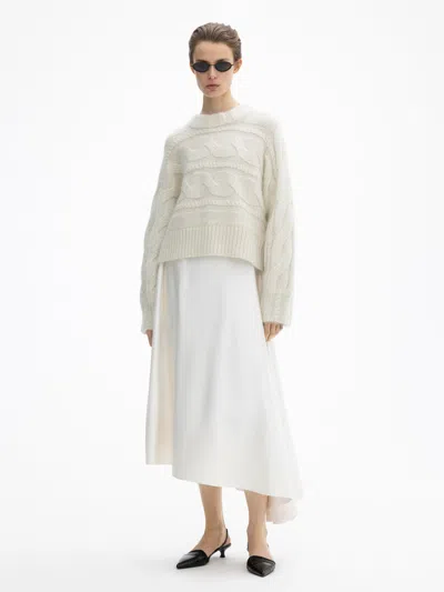 House Of Dagmar Curved Cable Knit In Off White
