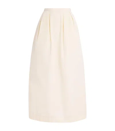 House Of Dagmar Curved Pleated Midi Skirt In Ivory