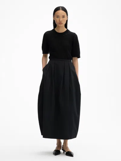 House Of Dagmar Curved Pleated Skirt In Black