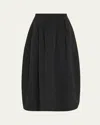 House Of Dagmar Curved Pleated Crepe Maxi Skirt In Black