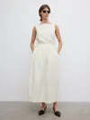 House Of Dagmar Curved Pleated Skirt In Cream White