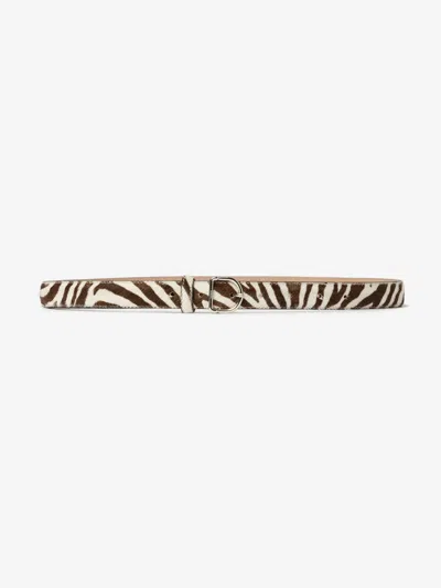 House Of Dagmar Dagmar Buckle Belt |  | White Brown | Size 75 | 100% Calf Leather In Multi