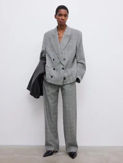 House Of Dagmar Db Checked Blazer |  | Steel Grey | Size 38 | 100% Wool In Gray