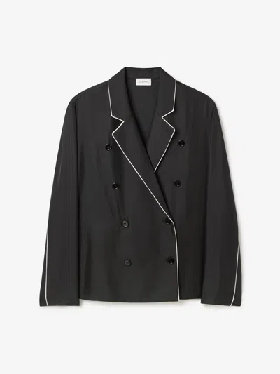 House Of Dagmar Db Silk Blazer In Black