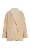 House Of Dagmar Double-breasted Shearling Jacket In Brown