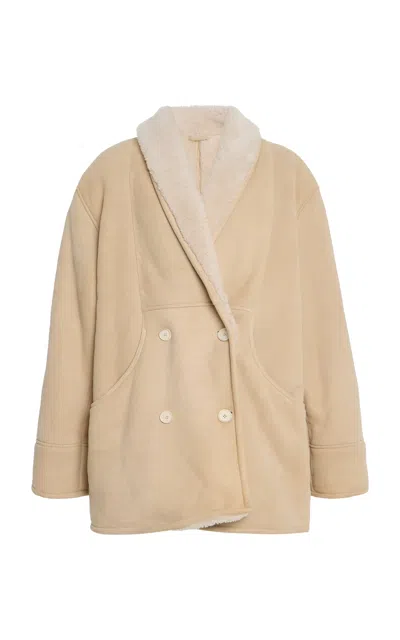House Of Dagmar Double-breasted Shearling Jacket In Brown
