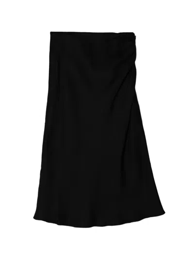House Of Dagmar Draped Midi Skirt In Black