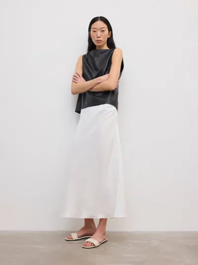 House Of Dagmar Draped Midi Skirt |  | White | Size 42 | 56% Linen 44% Lyocell