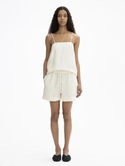 House Of Dagmar Drawstring Shorts In Vanilla White