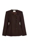 House Of Dagmar Exclusive Collarless Blazer In Brown