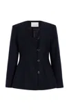 House Of Dagmar Collarless Wool-blend Blazer In Navy