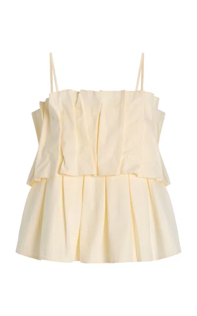 House Of Dagmar Exclusive Sculpted Cotton Top In Ivory
