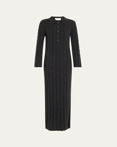 House Of Dagmar Cable-knit Wool-cashmere Maxi Dress In Graphite Grey