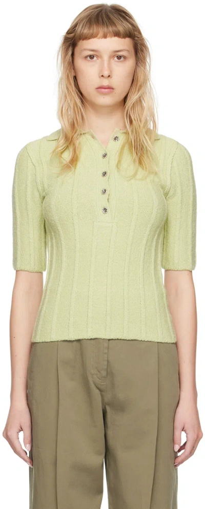 House Of Dagmar Green Wide Rib Polo In Pistachio