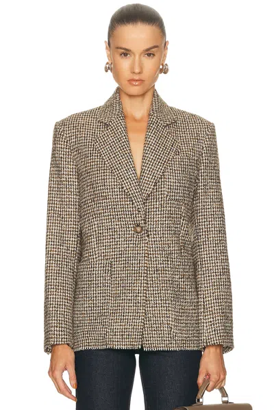 House Of Dagmar Houndstooth Blazer In Brown