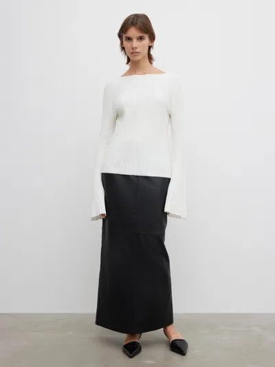 House Of Dagmar Knit Bell Sleeve Top In Ivory White