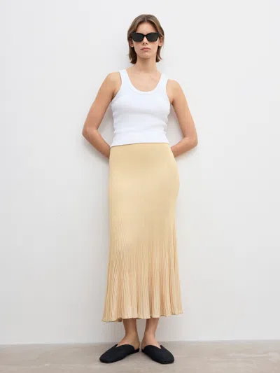 House Of Dagmar Knitted Flared Skirt In Desert Sand
