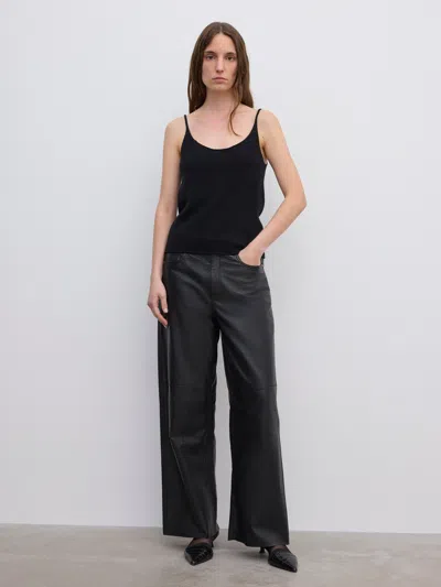 House Of Dagmar Knitted Strap Top In Black
