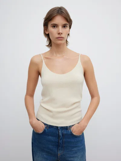 House Of Dagmar Knitted Strap Top In Buttercream Yellow