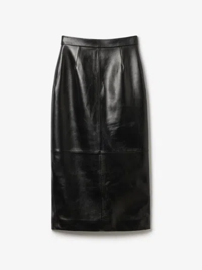 House Of Dagmar Leather Midi Skirt In Black