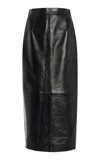House Of Dagmar Leather Midi Skirt In Black