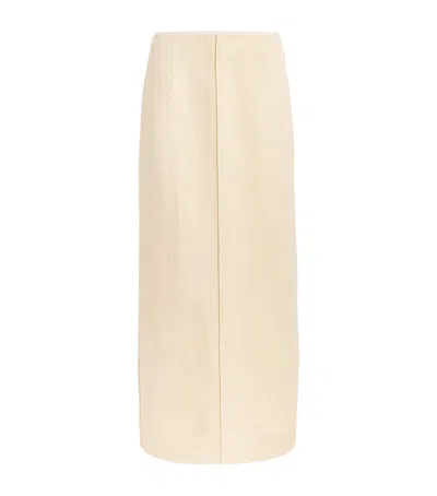 House Of Dagmar Linen-blend Pencil Midi Skirt In Beige