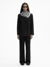 House Of Dagmar Linen Scarf In Black Stripe