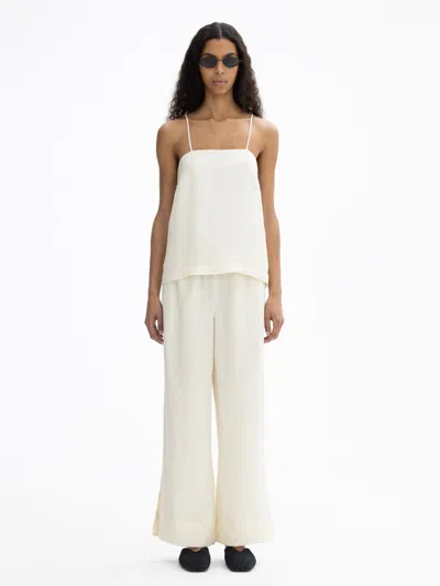 House Of Dagmar Linen Strap Top In Vanilla White