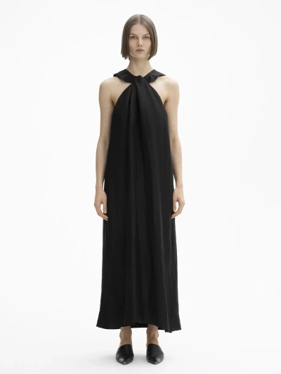 House Of Dagmar Linen Twist Dress In Black