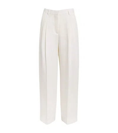 House Of Dagmar Linen Wide-leg Trousers In White