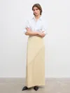 House Of Dagmar Linen-blend Pencil Midi Skirt In Light Sand Beige