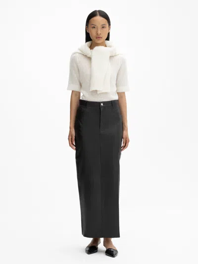 House Of Dagmar Maxi Leather Skirt In Chocolate Brown