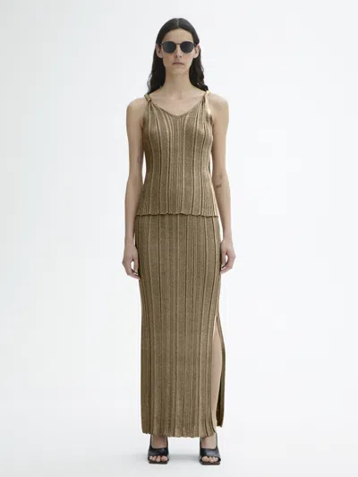 House Of Dagmar Metallic Knit Top In Metallic Gold