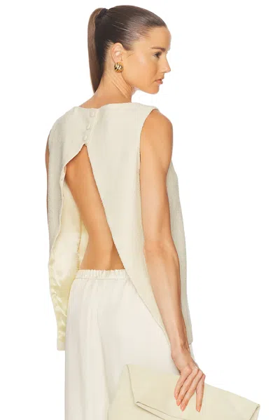 House Of Dagmar Open Back Boucle Top In Cream White