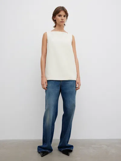 House Of Dagmar Open Back Bouclé Top In Cream White