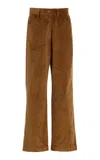 House Of Dagmar Organic Cotton Corduroy Wide-leg Pants In Brown