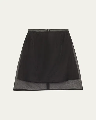 House Of Dagmar Silk Organza Mini Skirt In Black